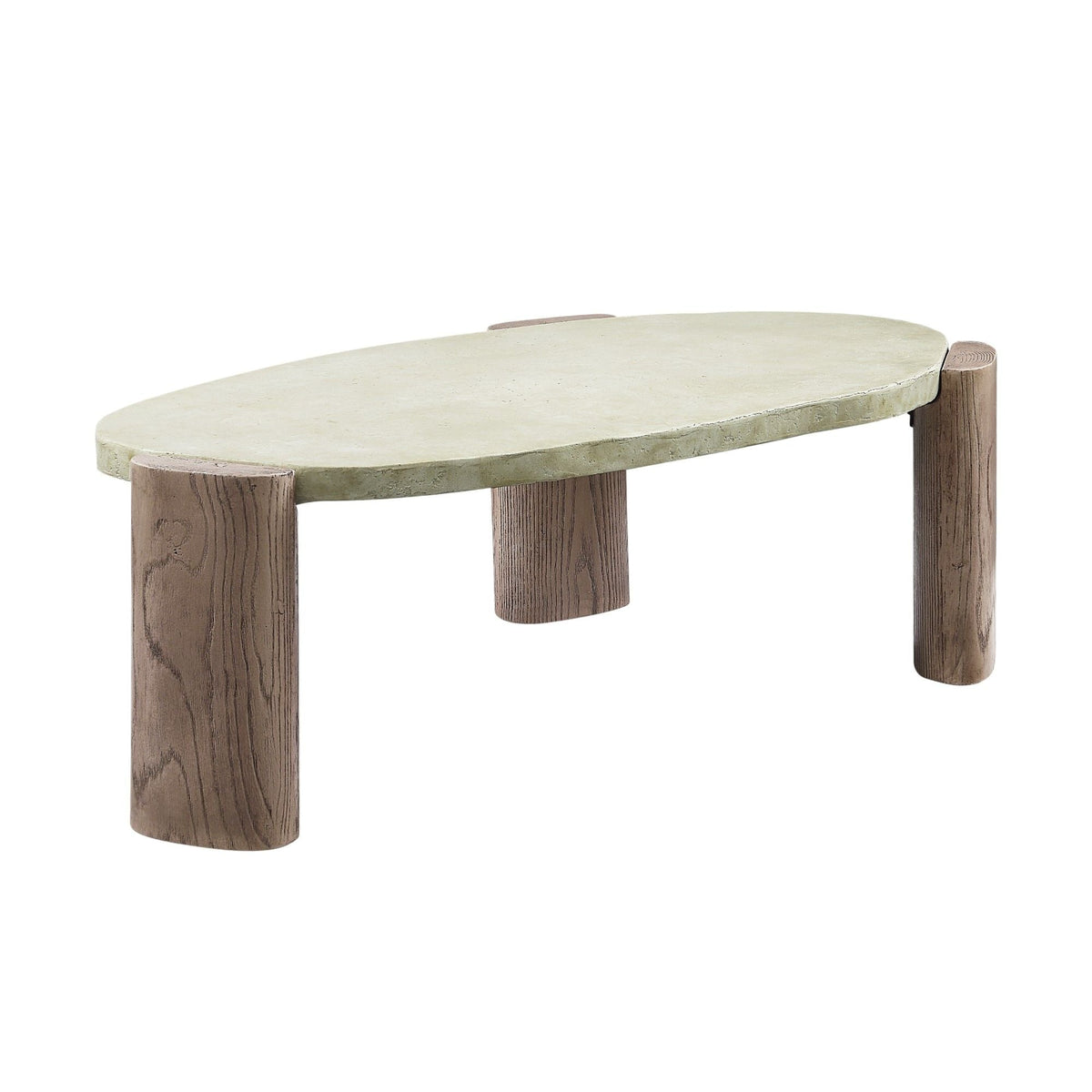 Dayana coffee table with oak/off-white fiber concrete top and wooden legs 4 legs on Tampa Home & Garden Store