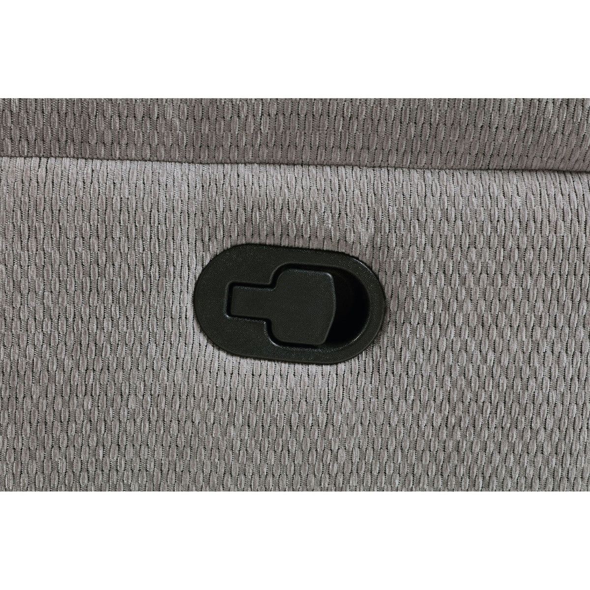 Sebring upholstered glider chair gray fabric close-up with black base by HouseOfZazla on Tampa Home & Garden Store