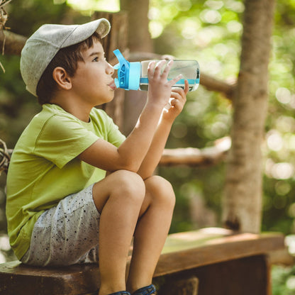 Kids water bottle 16.2oz leak-proof with straw, blue lid GemGear on Tampa Home & Garden Store