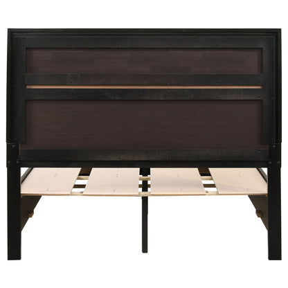 Urbana storage panel bed frame in black with exposed wood slats and metal screws on Tampa Home & Garden Store
