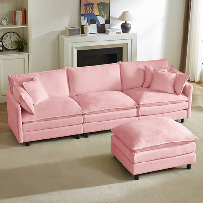 L Shaped Modular Sectional Sofa and Ottoman