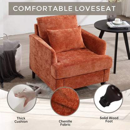 Armchair Modern Mid Century Wood Frame tufted orange fabric by Unique Piece Furniture on Tampa Home & Garden Store