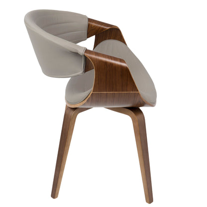 Mid-Century Modern dining chair with walnut bent-wood legs, gray upholstery, HouseOfZazla on Tampa Home & Garden Store