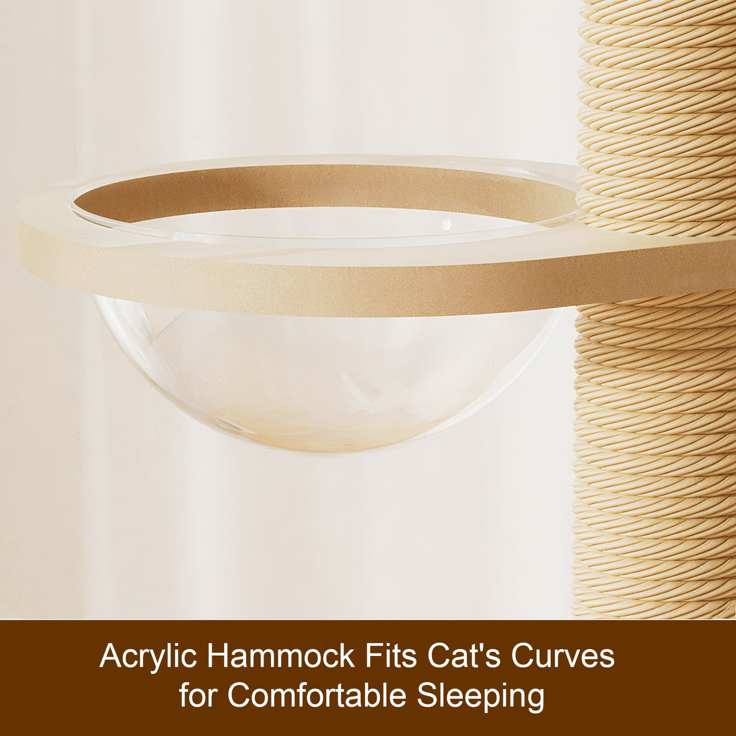 Floor to Ceiling Cat Tree acrylic hammock ring with natural sisal rope post on Tampa Home & Garden Store