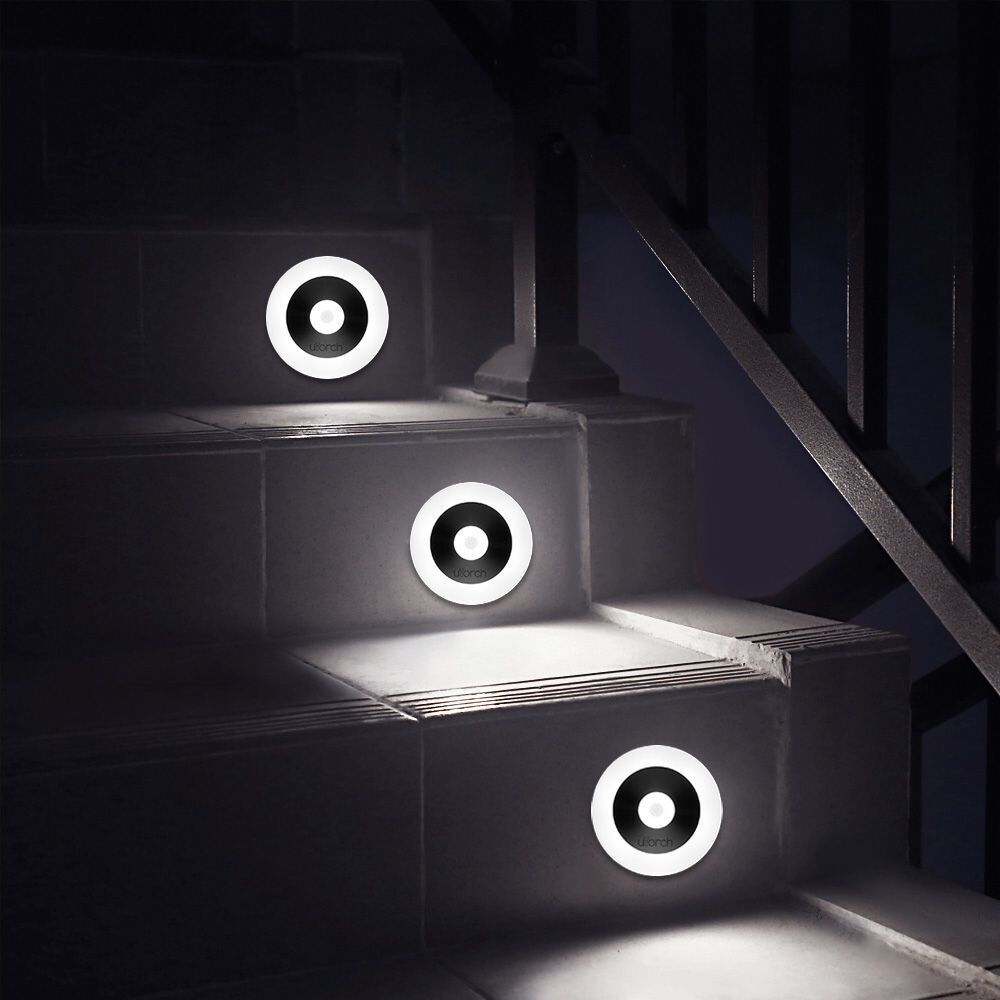 LED Motion Sensor Night Light with Touch Sensor, 0.8W plug-free, set of 3 on stair steps on Tampa Home & Garden Store