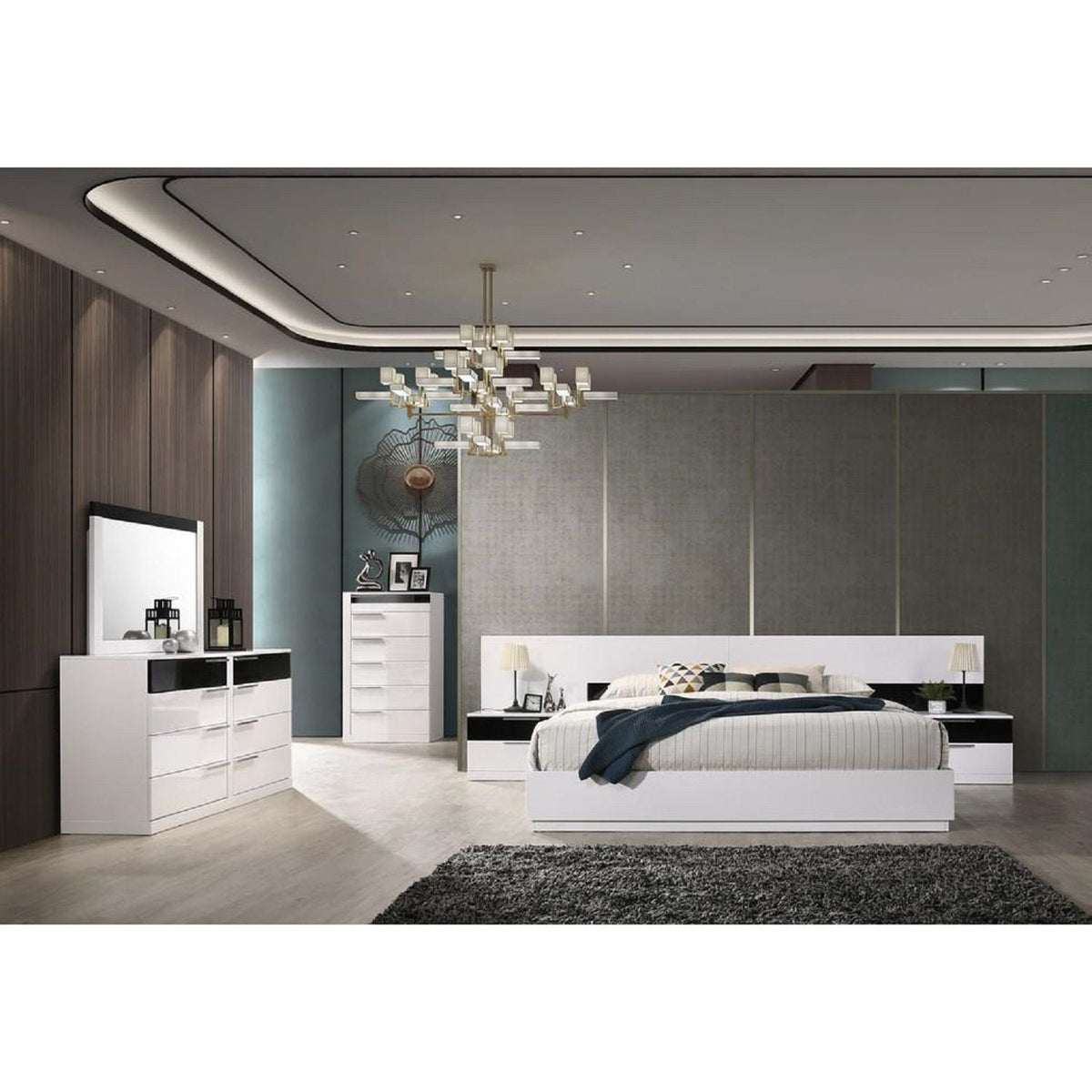2 Drawer Nightstand white/black accent bedside table by HouseOfZazla on Tampa Home & Garden Store