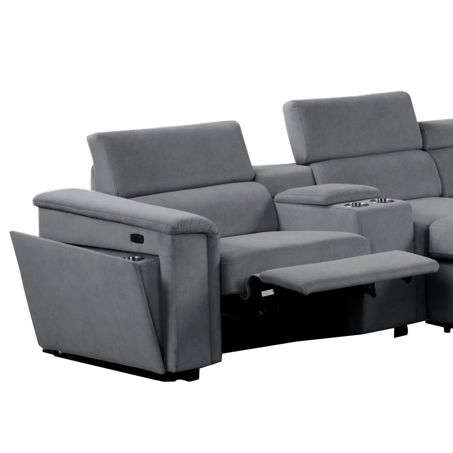 Harvey power reclining sleeper sectional by HouseOfZazla in gray upholstery with built-in cupholders on Tampa Home & Garden Store