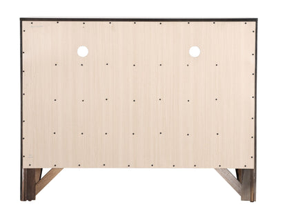 Media chest natural wood veneer with black trim, exposed back panel and legs, HouseOfZazla on Tampa Home & Garden Store