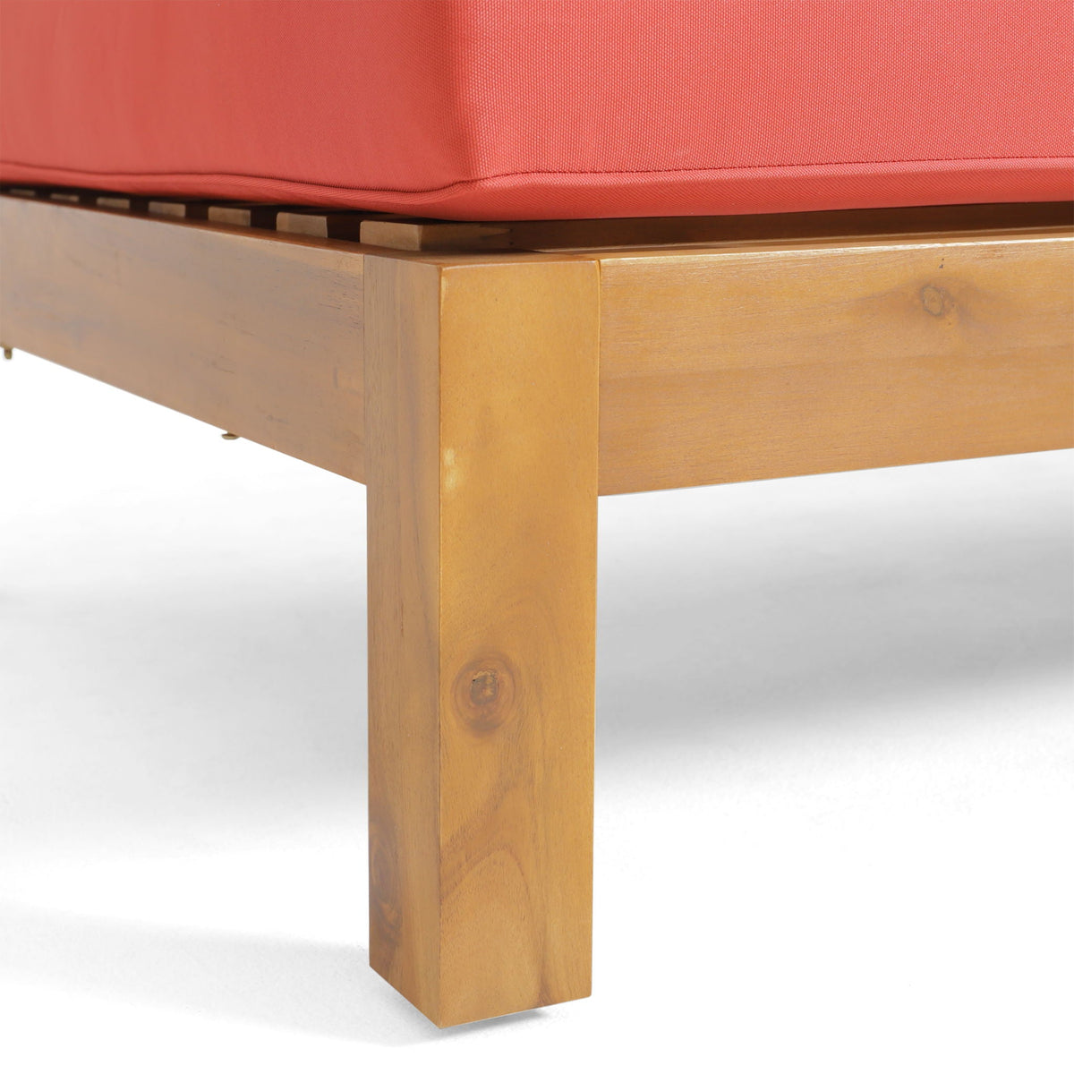 Brava X Back Corner Bench with Coffee Table red cushion on wooden outdoor set HouseOfZazla on Tampa Home & Garden Store