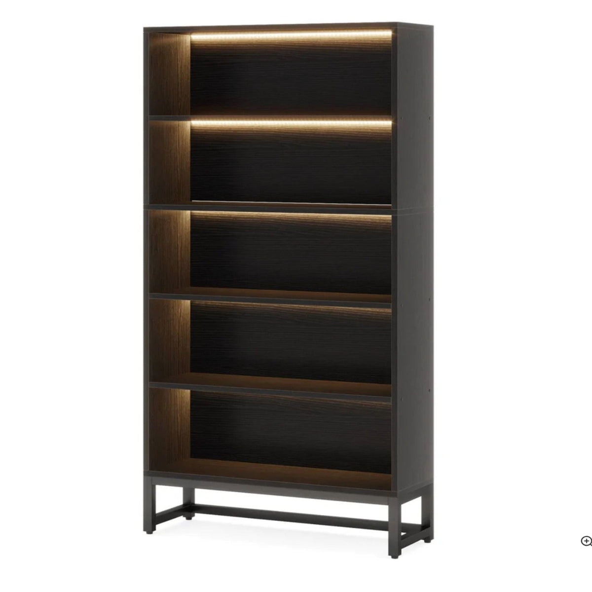 5-tier heavy-duty bookshelf HouseOfZazla with powder-coated steel frame and dark brown shelves on Tampa Home & Garden Store