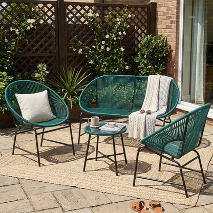 Nusa Outdoor and 3 Piece Teal Wicker Set