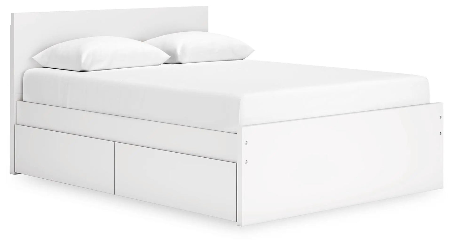 Onita Panel Platform Bed with white finish and under-bed storage drawers on Tampa Home & Garden Store