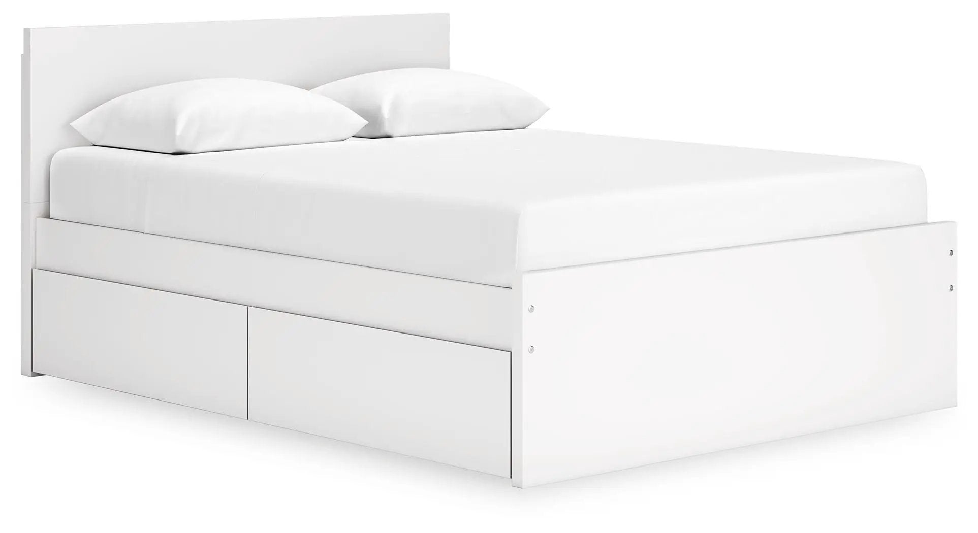 Onita Panel Platform Bed with white finish and under-bed storage drawers on Tampa Home & Garden Store