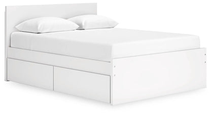 Onita Panel Platform Bed with white finish and under-bed storage drawers on Tampa Home & Garden Store