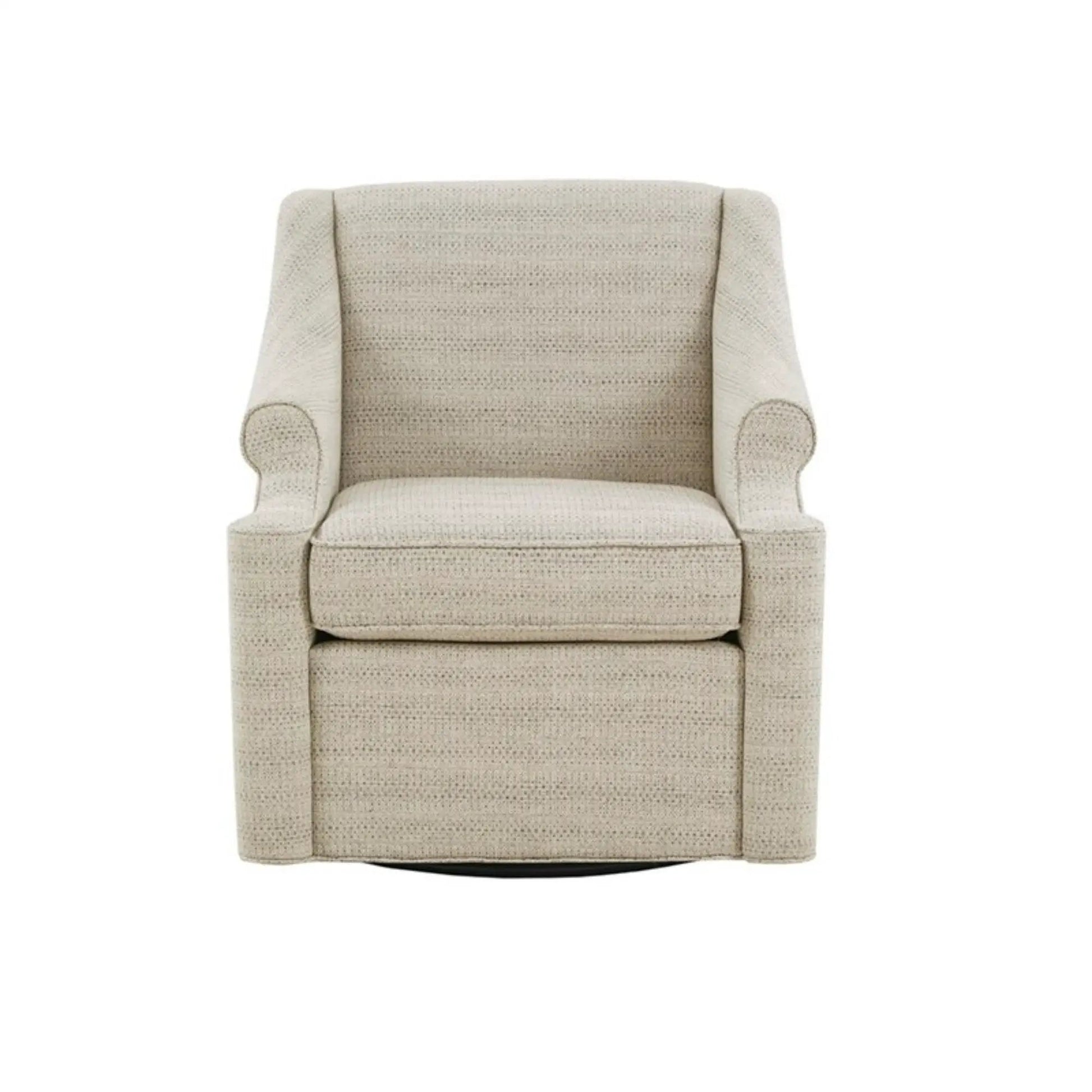 Justin Swivel Glider Chair Tan with 360° rotation in beige fabric by Unique Piece Furniture on Tampa Home & Garden Store