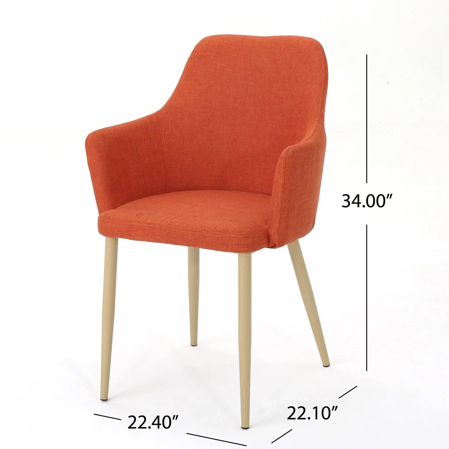 Elegant Dining Chair with Contoured Support orange upholstery and light wood legs Armchair on Tampa Home & Garden Store
