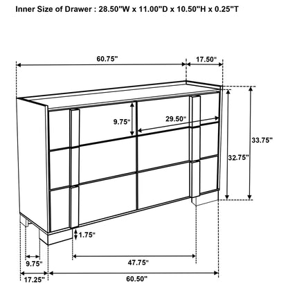 Lincoln Bedroom Set With LED Headboard, 4-Piece by HouseOfZazla blueprint dimensions on Tampa Home & Garden Store
