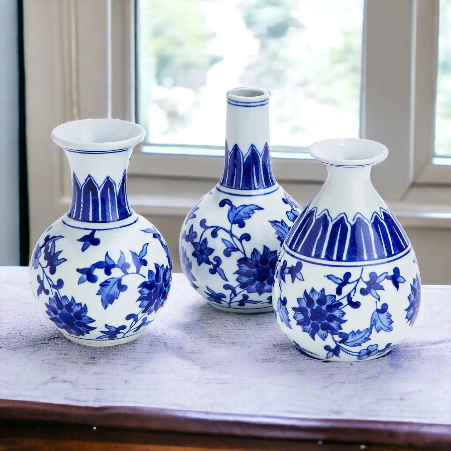 Chinoiserie Mediterranean Blue and White Vases