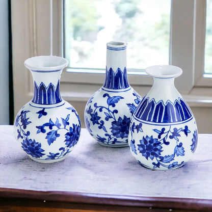 Chinoiserie Mediterranean Blue and White Vases