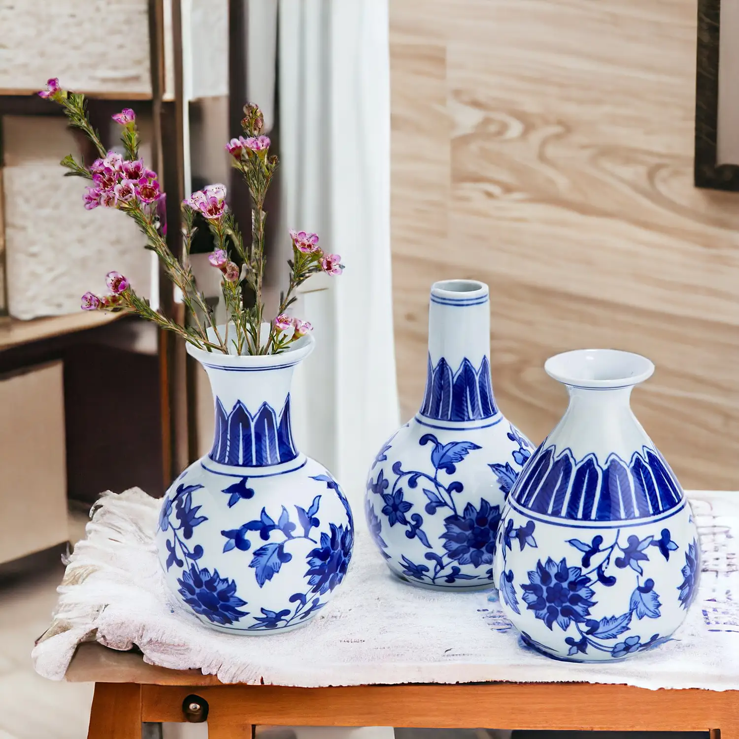 Chinoiserie Mediterranean Blue and White Vases