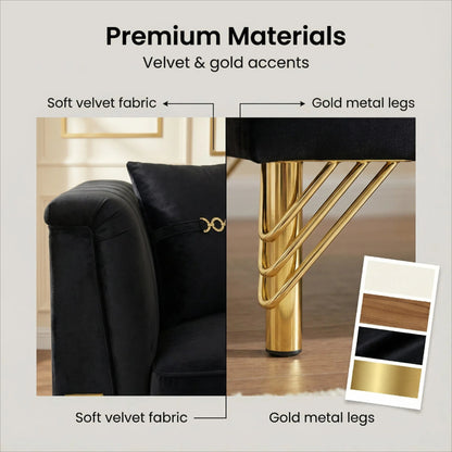 Modern Velvet Three Seater Sofa for Living Rooms