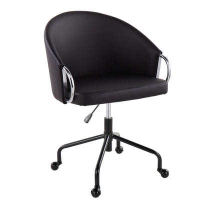 Black contemporary glam task chair with chrome arms, adjustable height and swivel on Tampa Home & Garden Store