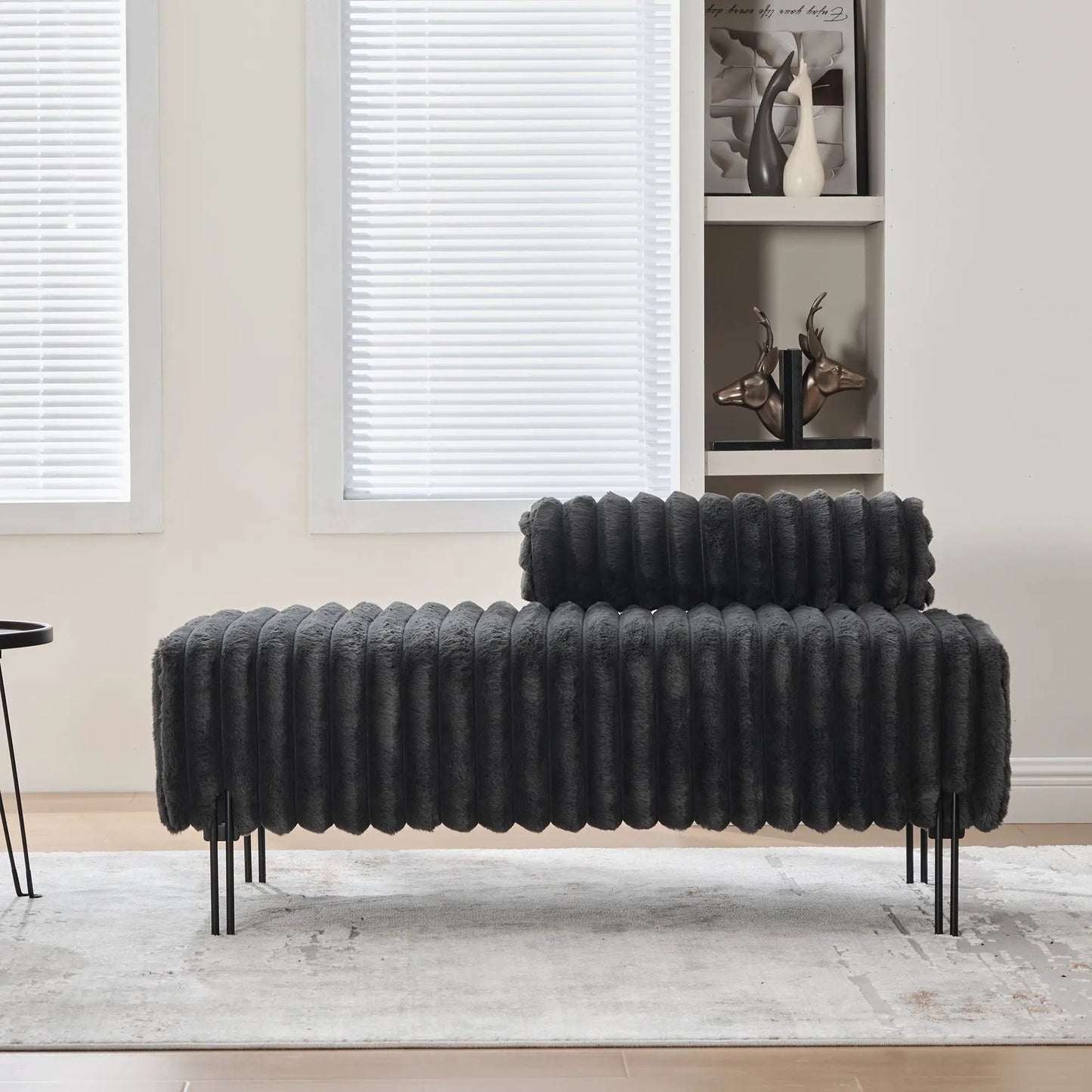 Mini Loveseat With Adjustable Backrest and Fur