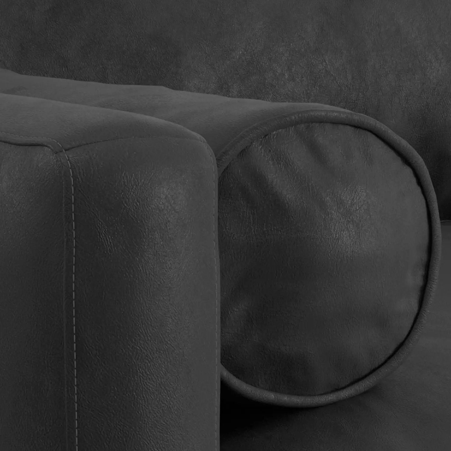 Morrison sofa and ottoman set by Unique Piece Furniture in black leather with curved rolled arm on Tampa Home & Garden Store