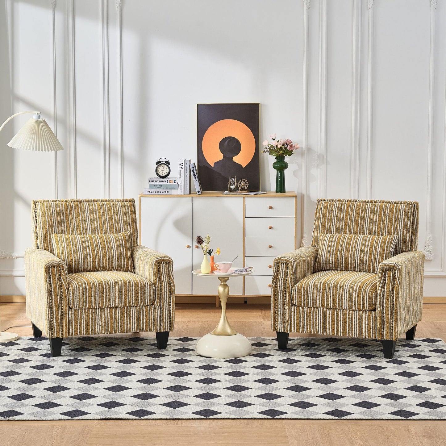 Comfy Upholstered Armchair And Wooden Frame