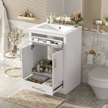 Modern Vanity with Ceramic Sink, Two Door Cabinet