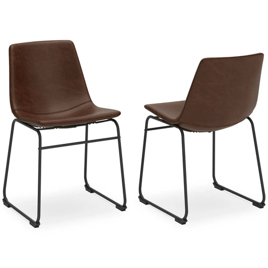 Centiar Upholstered Side Chair pair brown leatherette with metal legs Unique Piece on Tampa Home & Garden Store