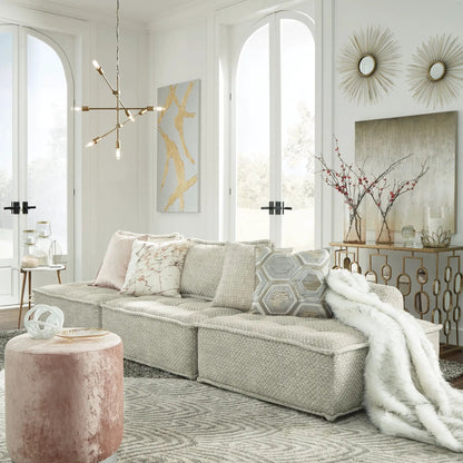 Bales sectional sofa, light gray textured fabric, stationary by Unique Piece Furniture on Tampa Home & Garden Store