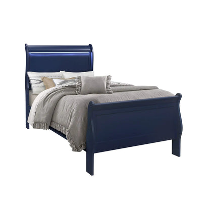 Charlston Bed with LED Lighting, Sleigh Style