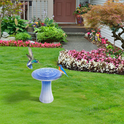 Ceramic Birdbath For Patio or Garden Blue Gray