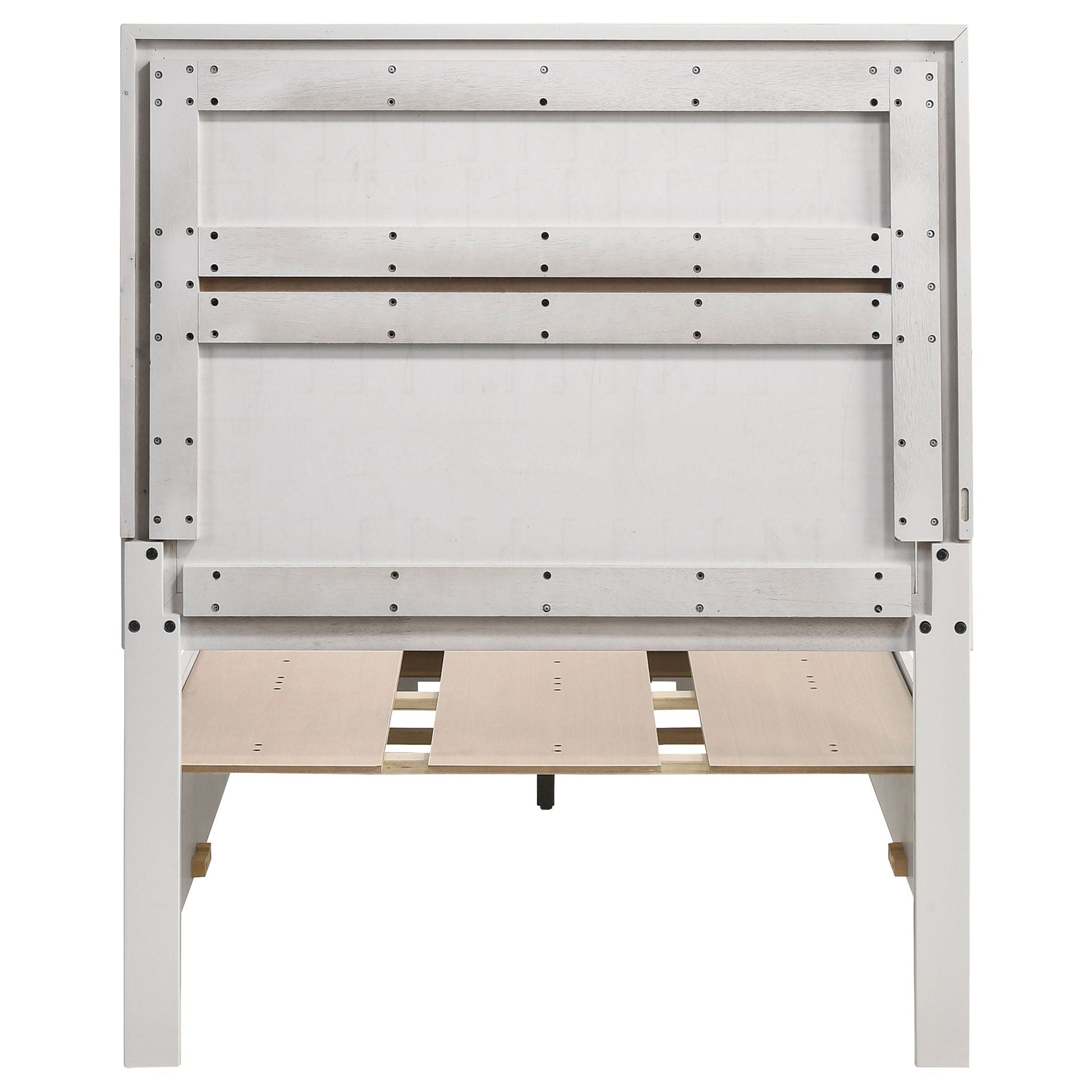 HouseOfZazla Urbana storage panel bed in silver with a slatted base and exposed screws on Tampa Home & Garden Store