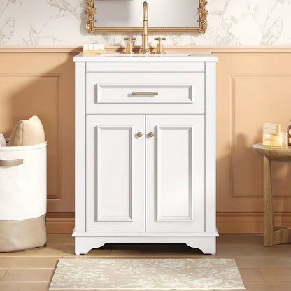 Bathroom Vanity With Integrated Sink and Cabinet