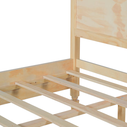 King Wood Platform Bed with Classic Headboard