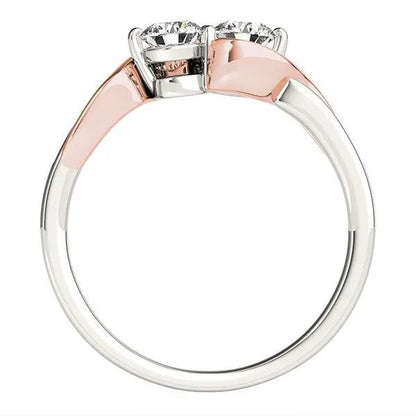 Ring, 14k white and rose gold curved band with two round diamonds, 5/8 cttw, Bids.com on Tampa Home & Garden Store