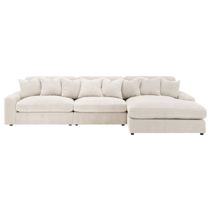 Cassidy Upholstered Sectional Sofa with Reversible Cushions, beige corduroy by HouseOfZazla on Tampa Home & Garden Store