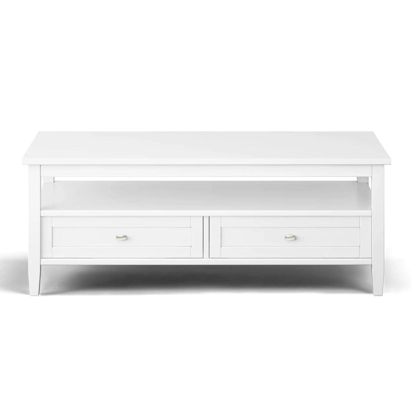 Warm Shaker handcrafted white coffee table with two front drawers and clean lines on Tampa Home & Garden Store