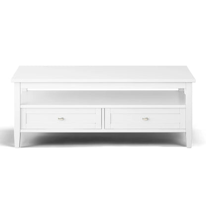Warm Shaker handcrafted white coffee table with two front drawers and clean lines on Tampa Home & Garden Store