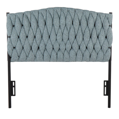 Braided Matisse twin upholstered headboard in bluegray fabric with tufting and black metal frame on Tampa Home & Garden Store