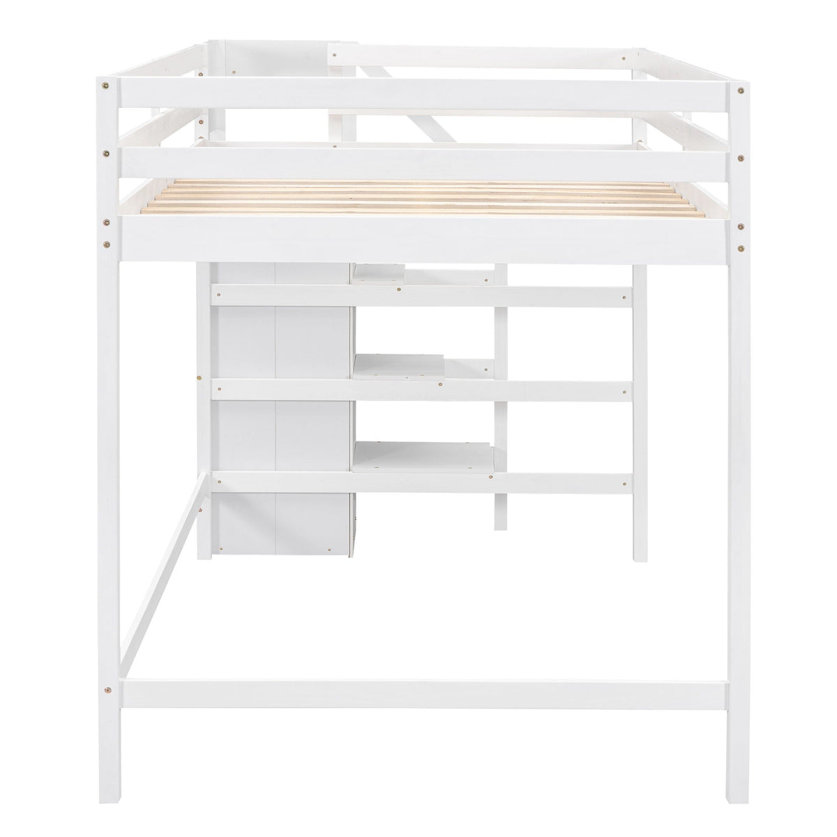 Loft bed with built-in storage wardrobe and staircase in white by HouseOfZazla on Tampa Home & Garden Store