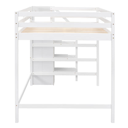 Loft bed with built-in storage wardrobe and staircase in white by HouseOfZazla on Tampa Home & Garden Store