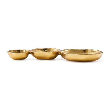 Modern Cluster of Three Gold Decorative Bowls