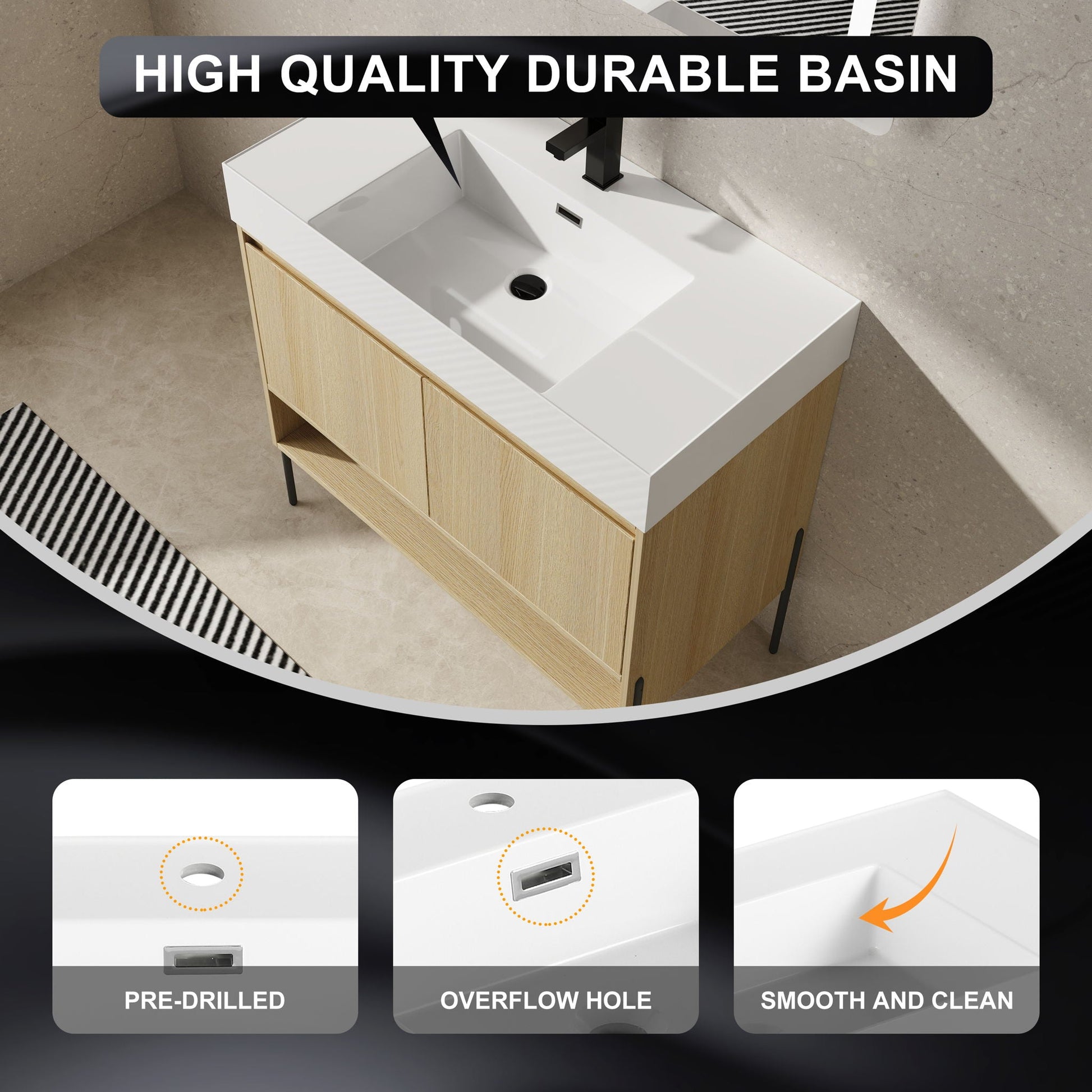 Modern bathroom vanity with a single resin sink and storage cabinet by HouseOfZazla on Tampa Home & Garden Store