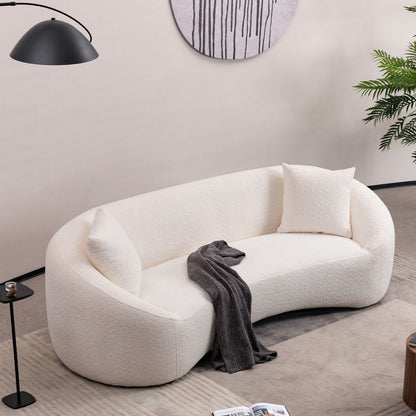 White Curved Three Seater Sofa For Living