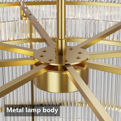 37in Modern Gold Round 8-Light Crystal Chandelier by HouseOfZazla with metal lamp body on Tampa Home & Garden Store