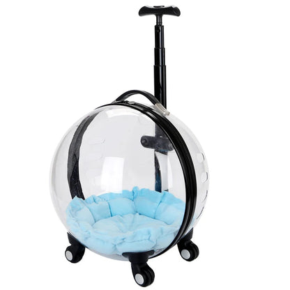 Rolling Pet Travel Trolley with Wheel, Transparent Capsule, Pink, Green, Puppies, Dogs, Cat Carriers Bag, 5-20Kg