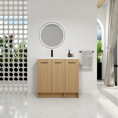 Wall Mounted Floating Vanity with Sink, 3 Doors